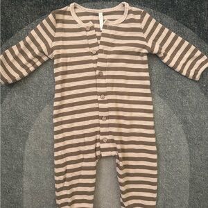 Rylee + Cru Moss and Cream Striped Romper